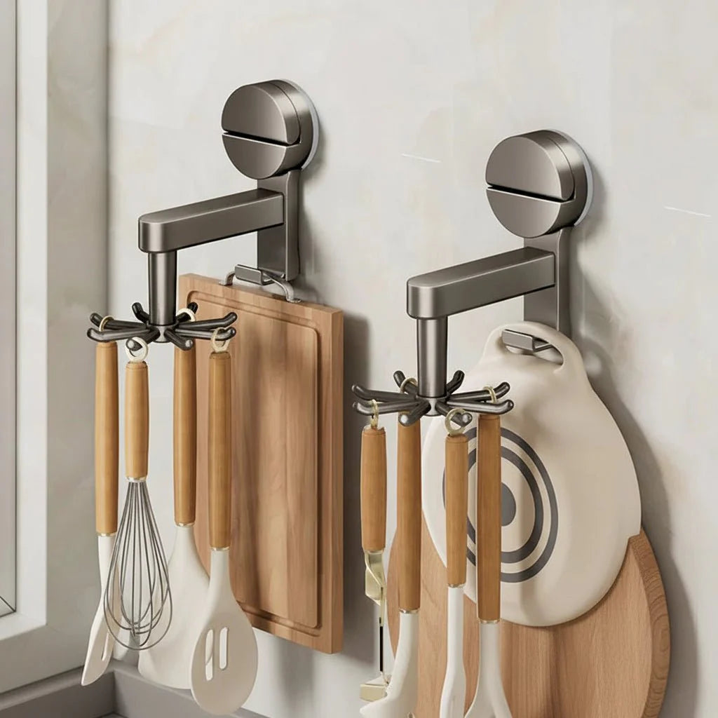Suction Cup Hooks – 360° Rotating, Durable Plastic for Kitchen Accessories and Organization