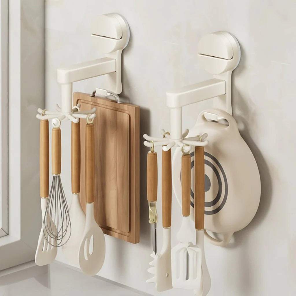 Suction Cup Hooks – 360° Rotating, Durable Plastic for Kitchen Accessories and Organization