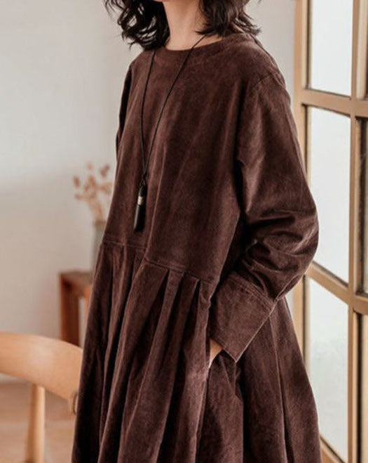 Robe Femme en Velours, Coupe Classique Maxi