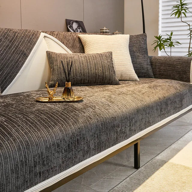 Housse de Canapé en Chenille Extensible et Antidérapante