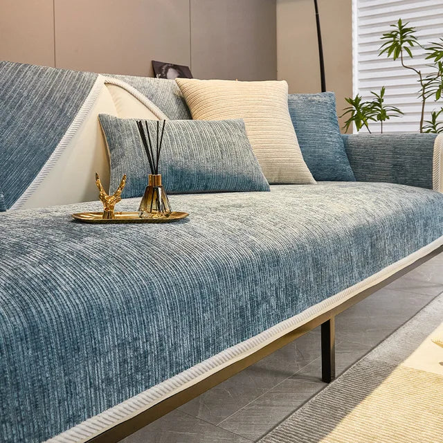 Housse de Canapé en Chenille Extensible et Antidérapante