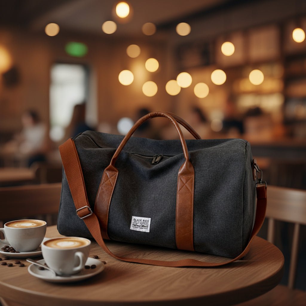 Sac de Voyage Weekender en Toile Vintage - Cuir et Compartiments Multiples