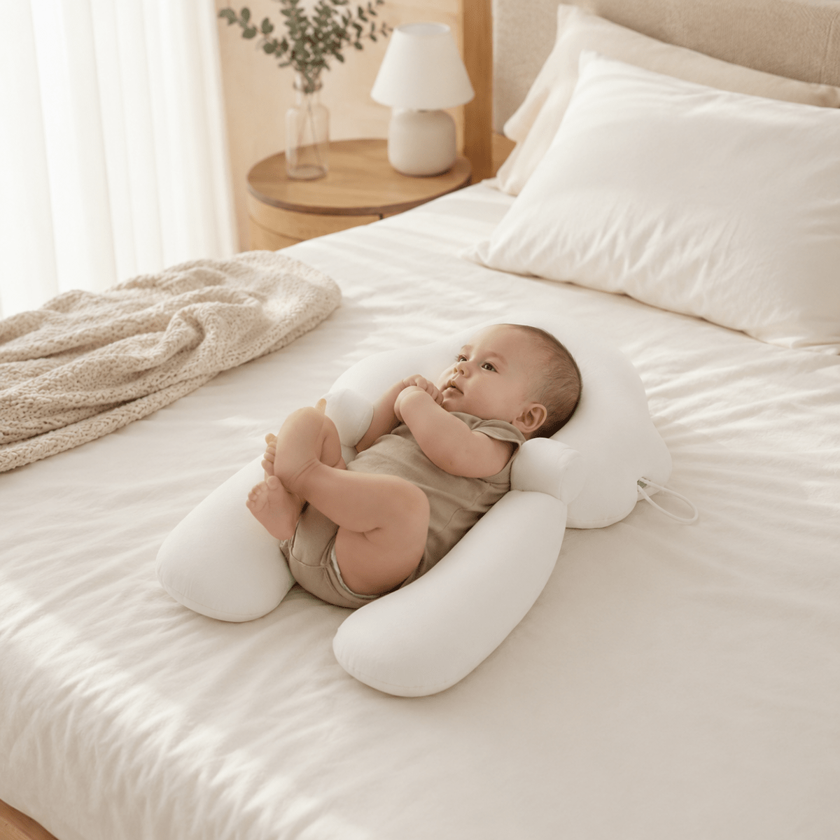 Coussin Ergonomique pour Bébé – Mousse à Mémoire Douce avec Coton Respirant pour les Bébés jusqu'à 12 Mois