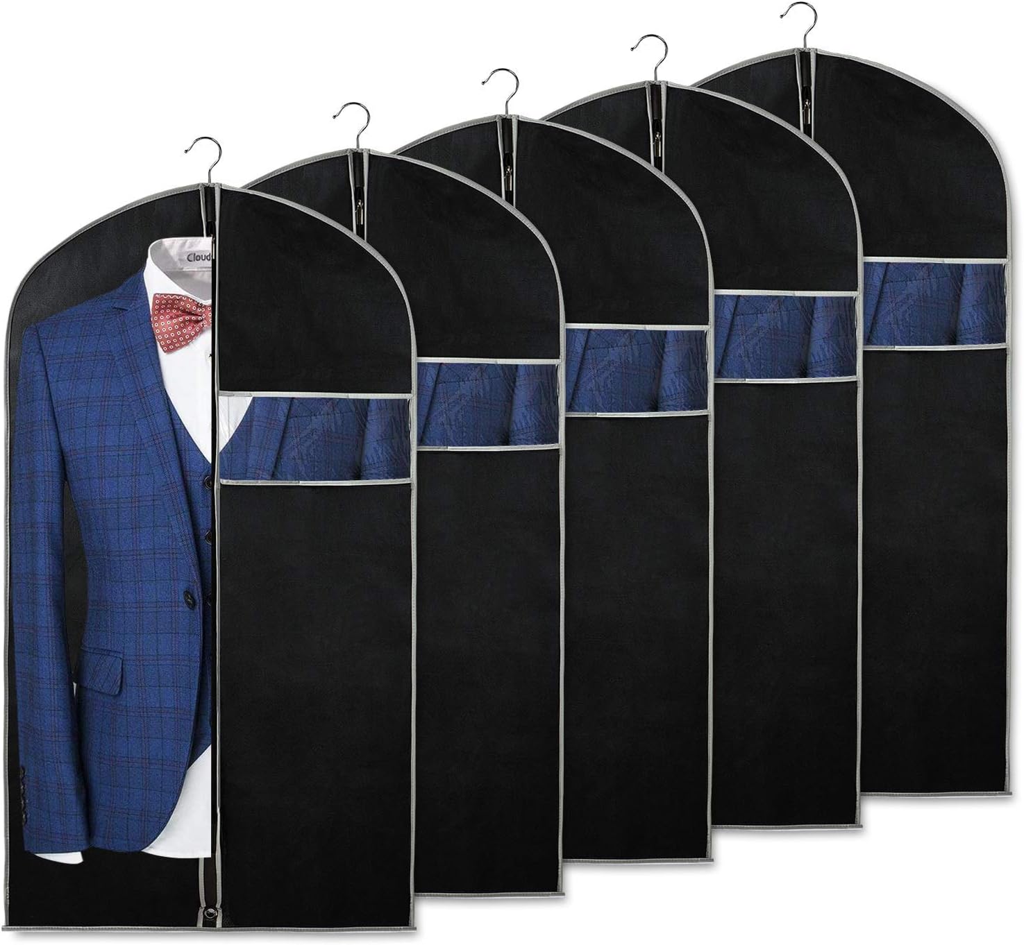 Ademende opberghoezen voor kleding – Zwart met doorzichtig venster voor een overzichtelijke indeling in de kast of op reis
