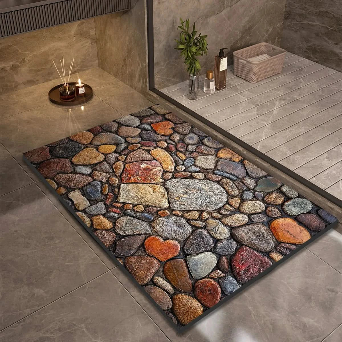 Tapis de Bain en Diatomite Antidérapant à Séchage Rapide
