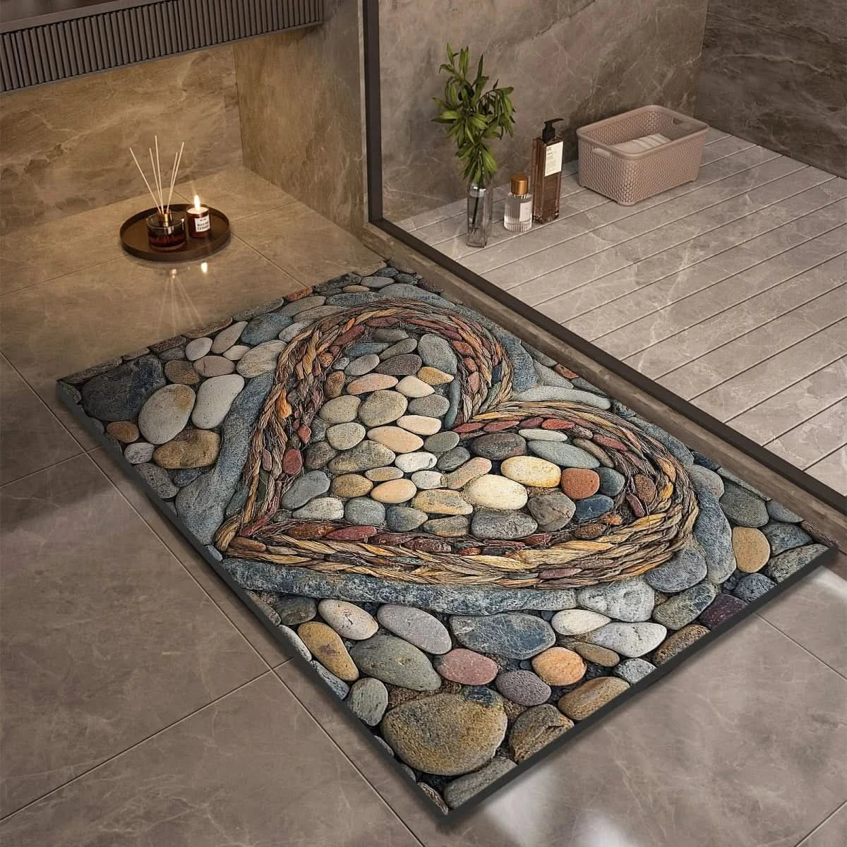 Tapis de Bain en Diatomite Antidérapant à Séchage Rapide