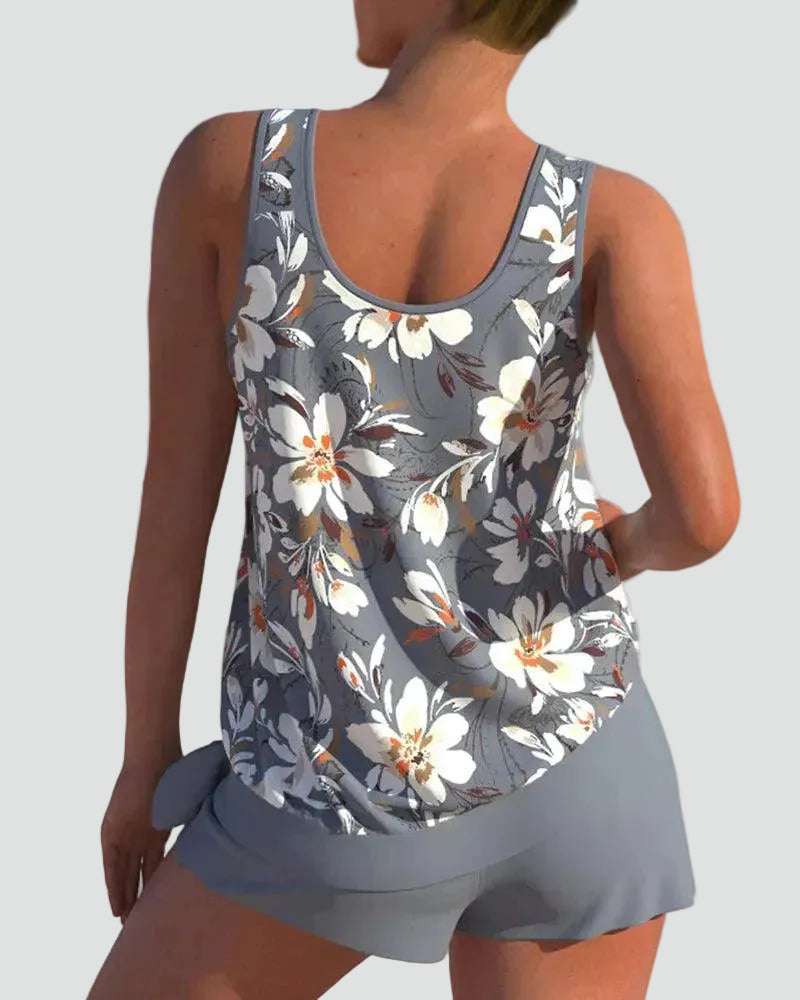 Maillot Tankini Femme Fleuri Deux Pièces Galbant