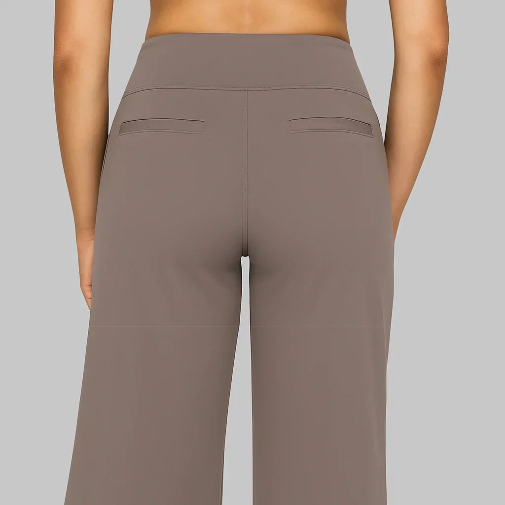 Pantalon Femme Stretch Taille Haute à Coupe Confort et Poches Pratiques