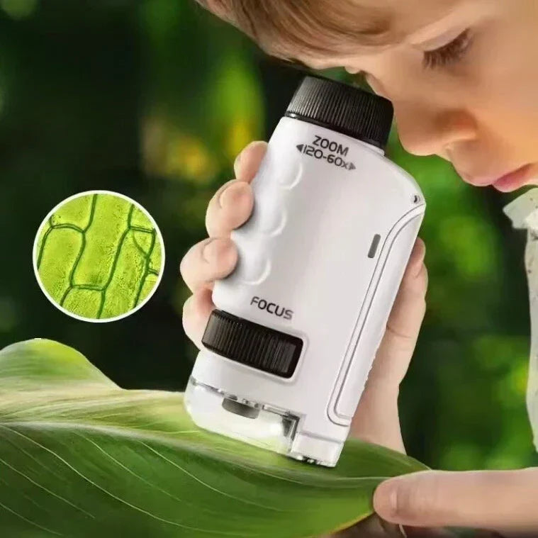 Zakmicroscoop voor kinderen – Compact en lichtgewicht met een vergroting van 60-120x voor ontdekkingen in de natuur