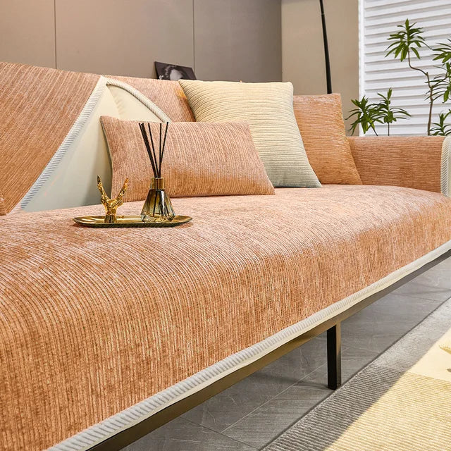 Housse de Canapé en Chenille Extensible et Antidérapante