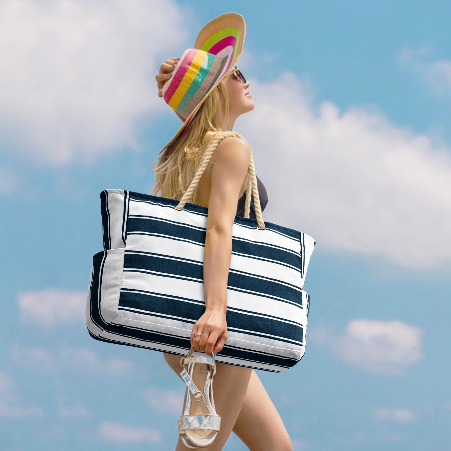 Bolso de playa extragrande: impermeable, resistente a la arena y espacioso, ideal para la playa, la piscina o las salidas de fin de semana