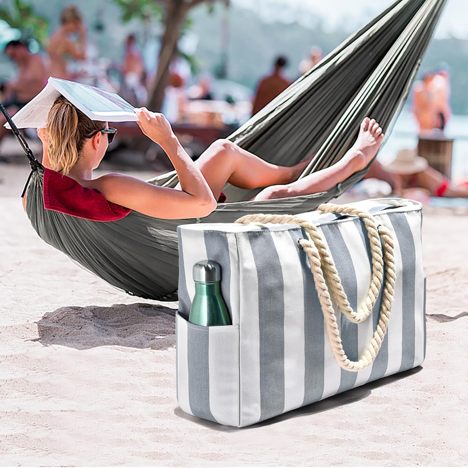 Bolso de playa extragrande: impermeable, resistente a la arena y espacioso, ideal para la playa, la piscina o las salidas de fin de semana