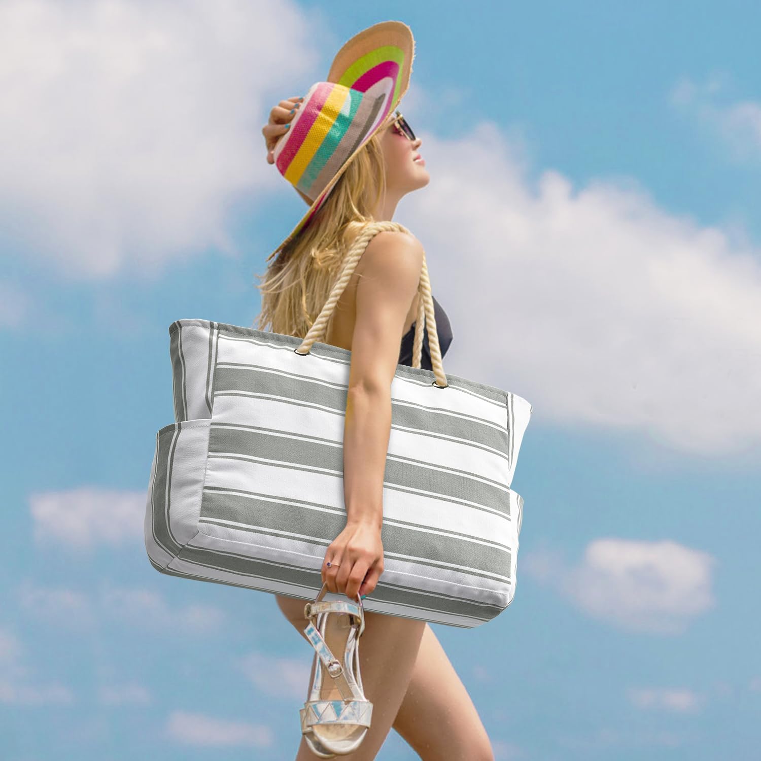 Bolso de playa extragrande: impermeable, resistente a la arena y espacioso, ideal para la playa, la piscina o las salidas de fin de semana