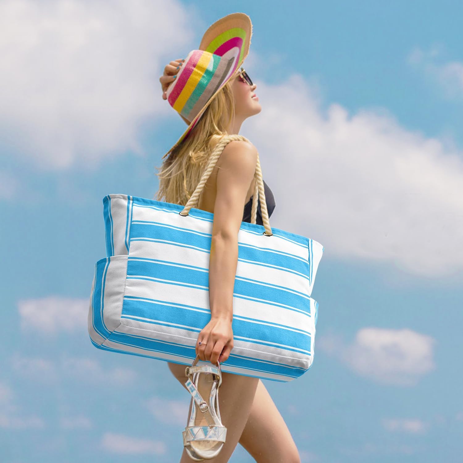 Bolso de playa extragrande: impermeable, resistente a la arena y espacioso, ideal para la playa, la piscina o las salidas de fin de semana