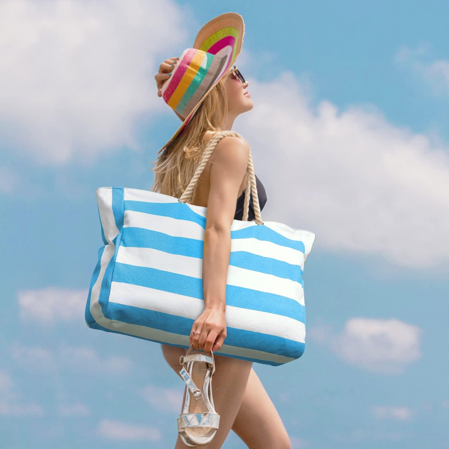 Bolso de playa extragrande: impermeable, resistente a la arena y espacioso, ideal para la playa, la piscina o las salidas de fin de semana