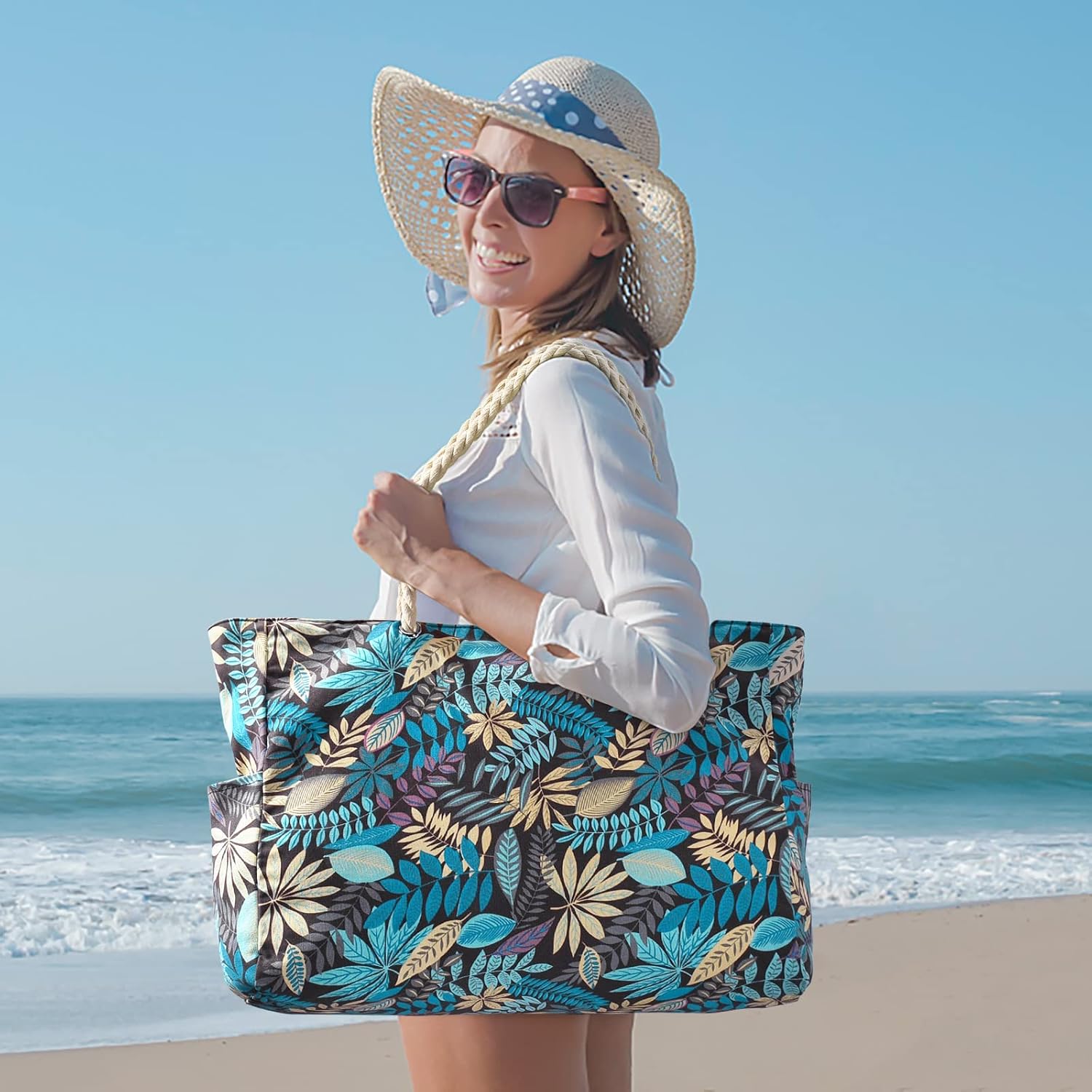 Bolso de playa extragrande: impermeable, resistente a la arena y espacioso, ideal para la playa, la piscina o las salidas de fin de semana