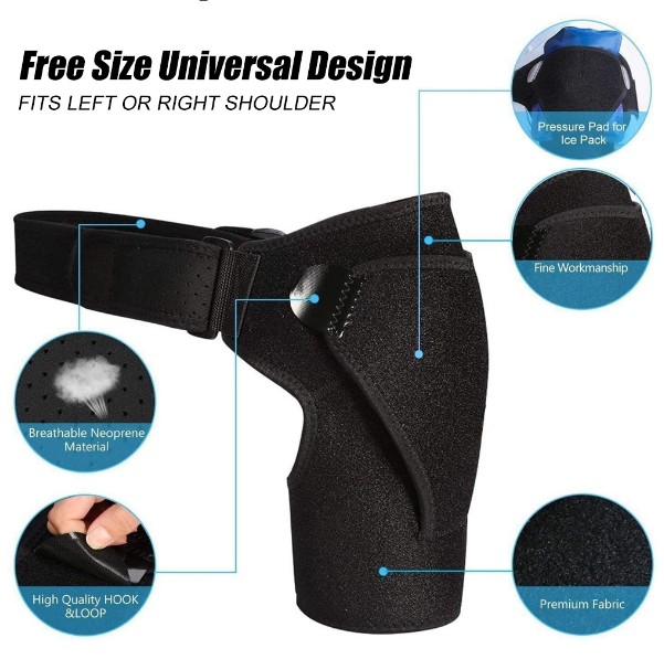Adjustable Shoulder Brace – Breathable Neoprene in Pink, Black, Blue, or Yellow for Women and Men