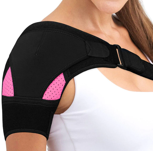 Adjustable Shoulder Brace – Breathable Neoprene in Pink, Black, Blue, or Yellow for Women and Men