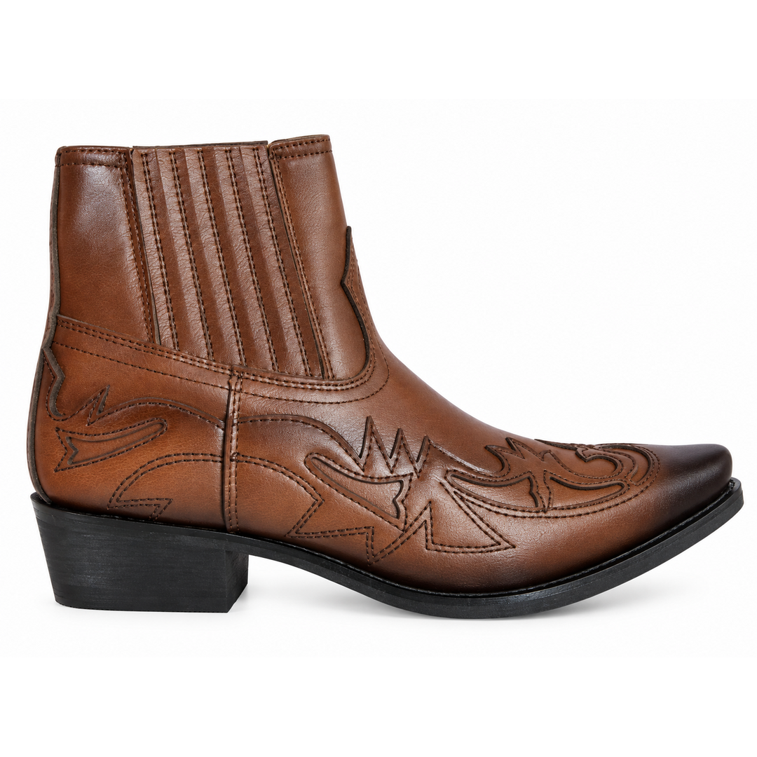 Bottes Western Unisexes en Cuir Véritable Brodées - Santiags Homme et Femme