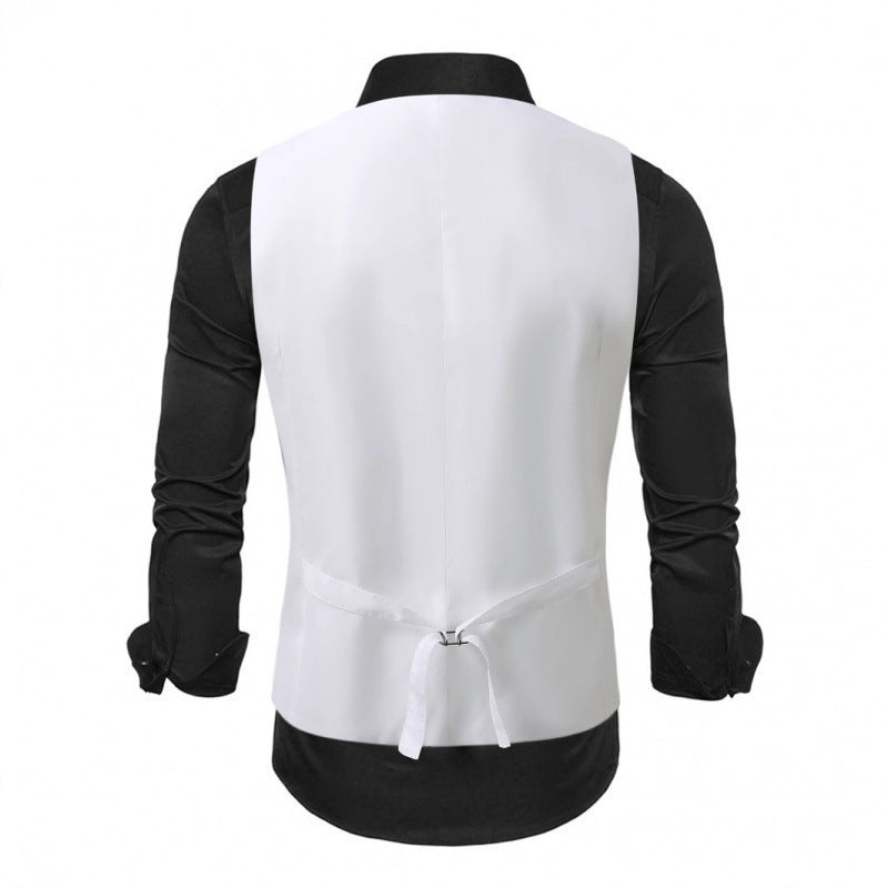 Gilet Homme Pailleté Col Satin, Costume Habillé