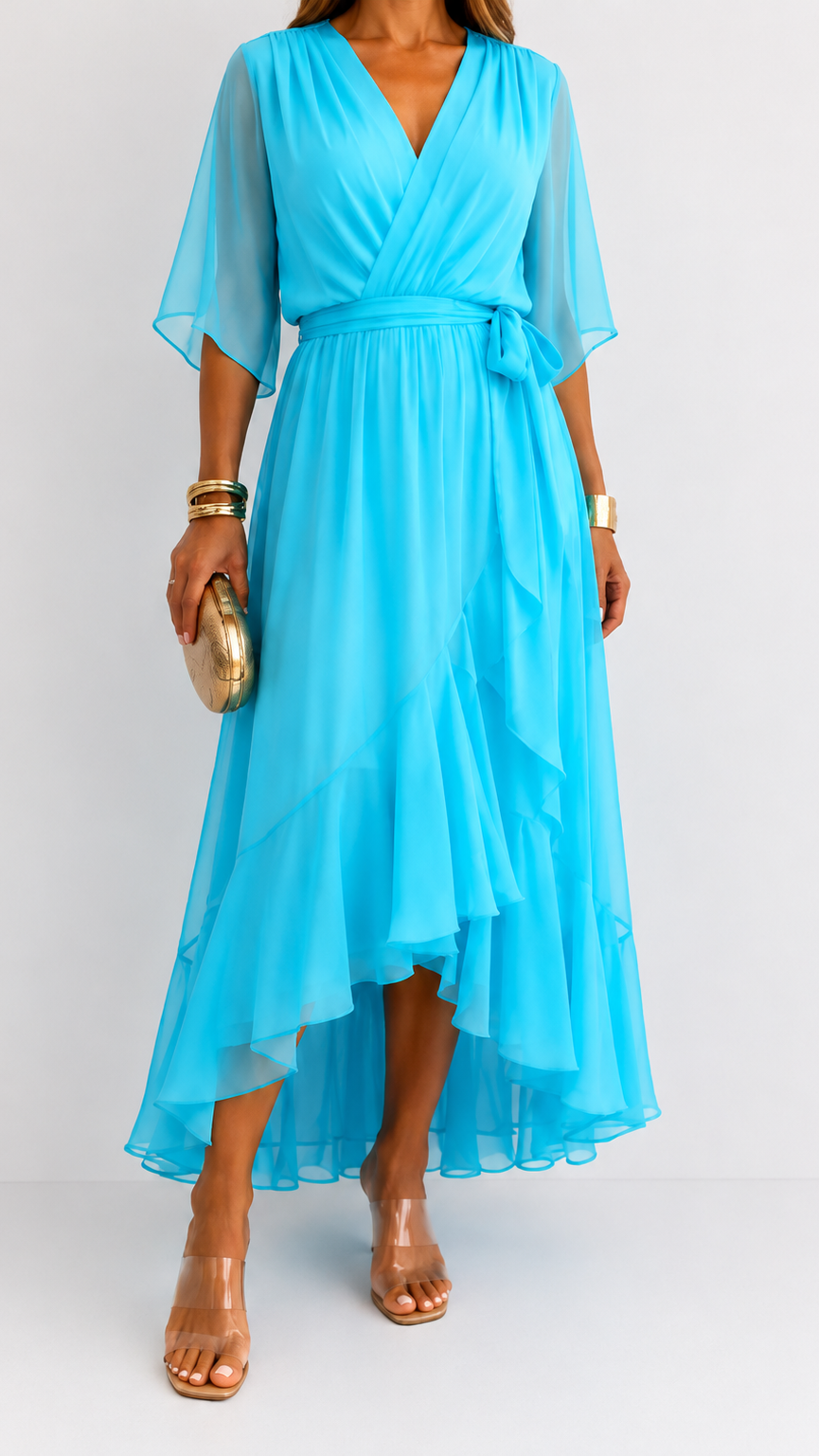 Robe Portefeuille Femme en Mousseline Fluide