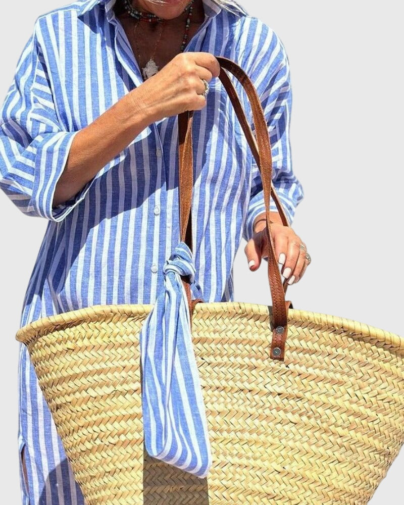 Robe Femme Rayée Classique à Coupe Fluide