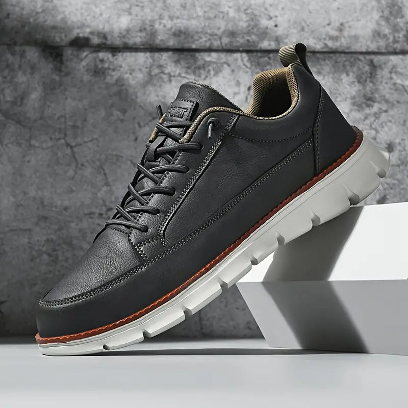 Sneakers Homme en Cuir Véritable – Semelle Orthopédique Confort