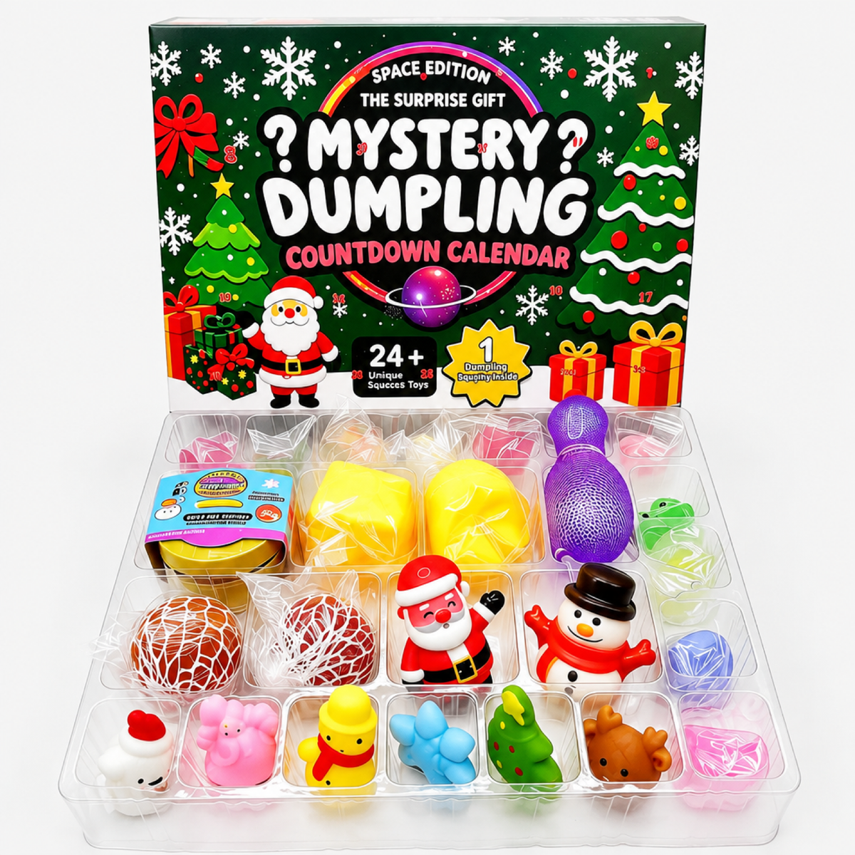 Boîte du calendrier de l'Avent Boulettes Squishy avec 24 surprises de jouets squishy
