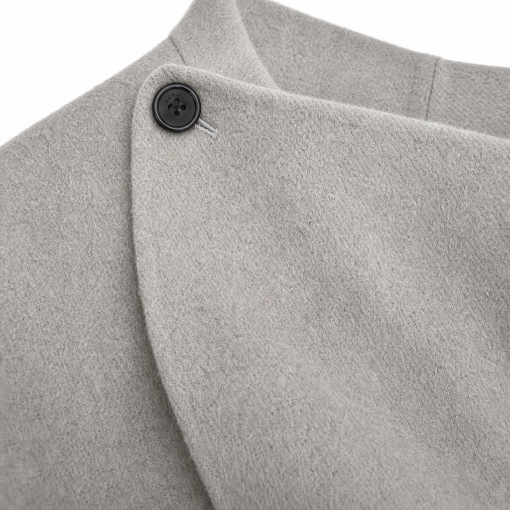 Veste Cape Portefeuille Femme à Col Asymétrique Boutonné