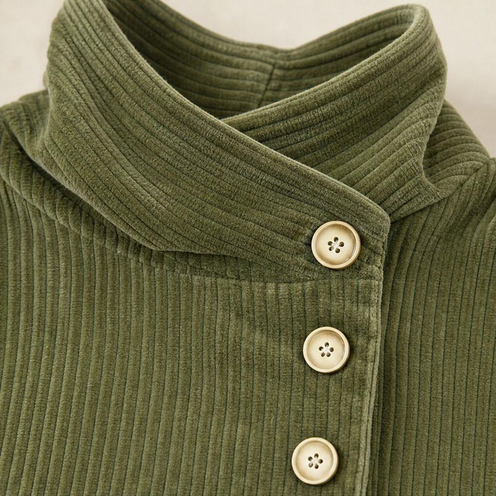 Veste Femme Col Boutonnage Asymétrique et Côtes Fines
