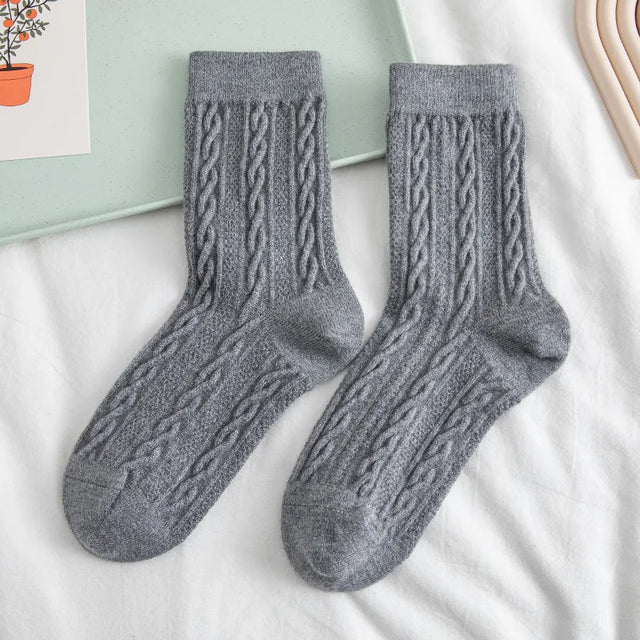 Chaussettes Femme en Laine à Torsades
