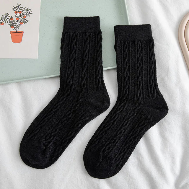 Chaussettes Femme en Laine à Torsades