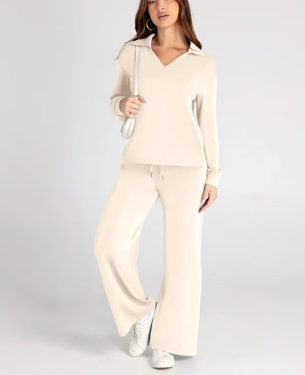 Ensemble Deux Pièces Femme Manches Longues – Tissu Doux et Confortable
