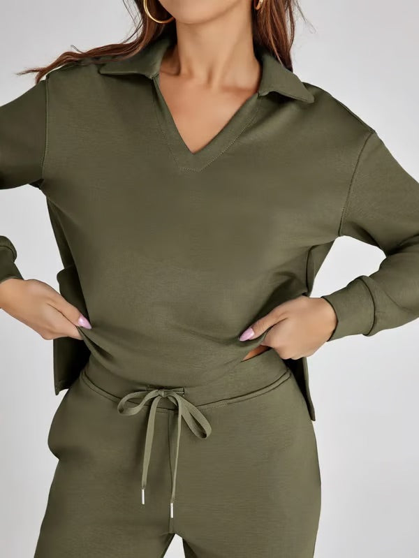 Ensemble Deux Pièces Femme Manches Longues – Tissu Doux et Confortable