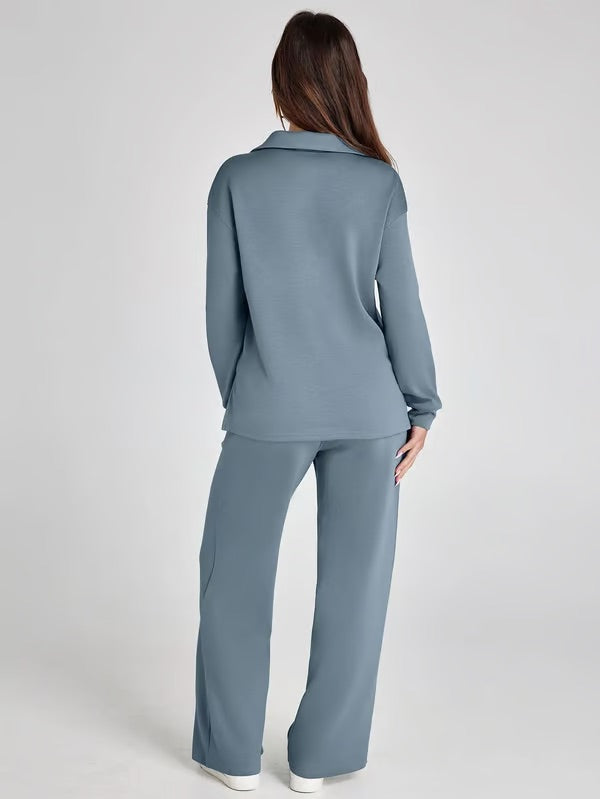 Ensemble Deux Pièces Femme Manches Longues – Tissu Doux et Confortable