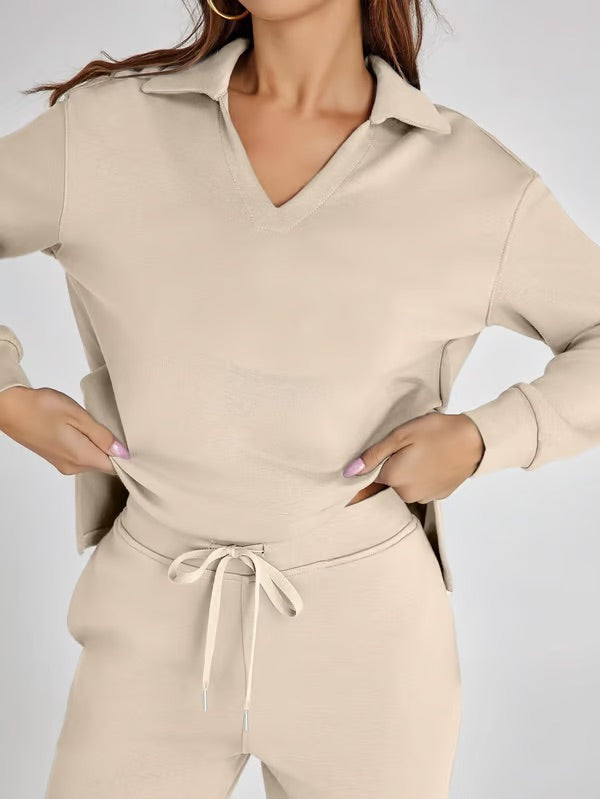 Ensemble Deux Pièces Femme Manches Longues – Tissu Doux et Confortable
