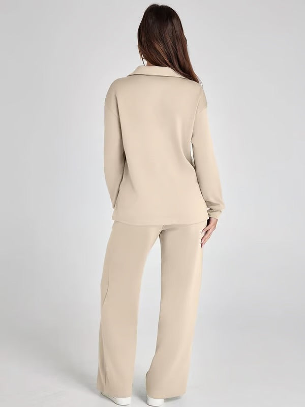 Ensemble Deux Pièces Femme Manches Longues – Tissu Doux et Confortable
