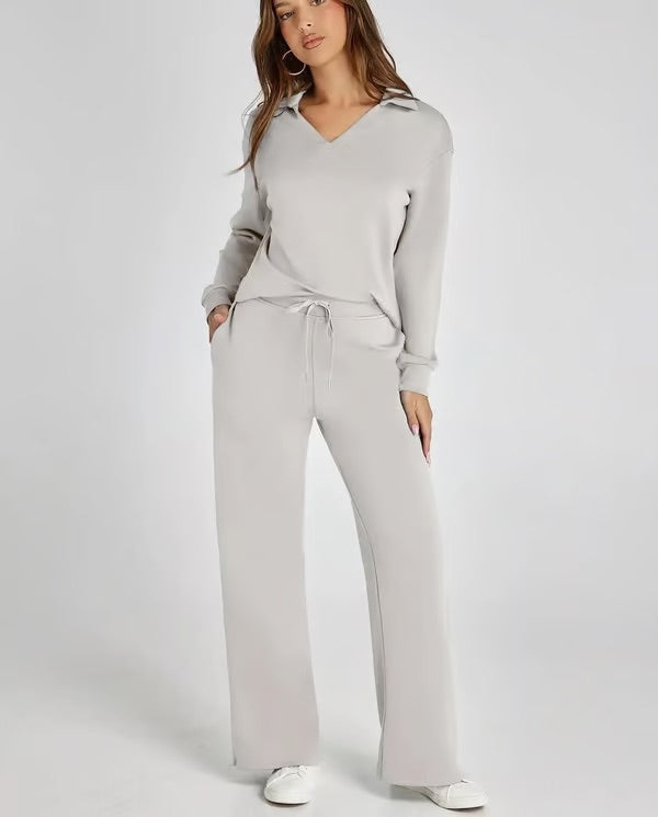 Ensemble Deux Pièces Femme Manches Longues – Tissu Doux et Confortable