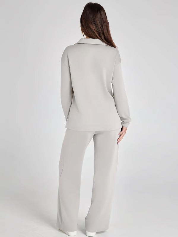Ensemble Deux Pièces Femme Manches Longues – Tissu Doux et Confortable