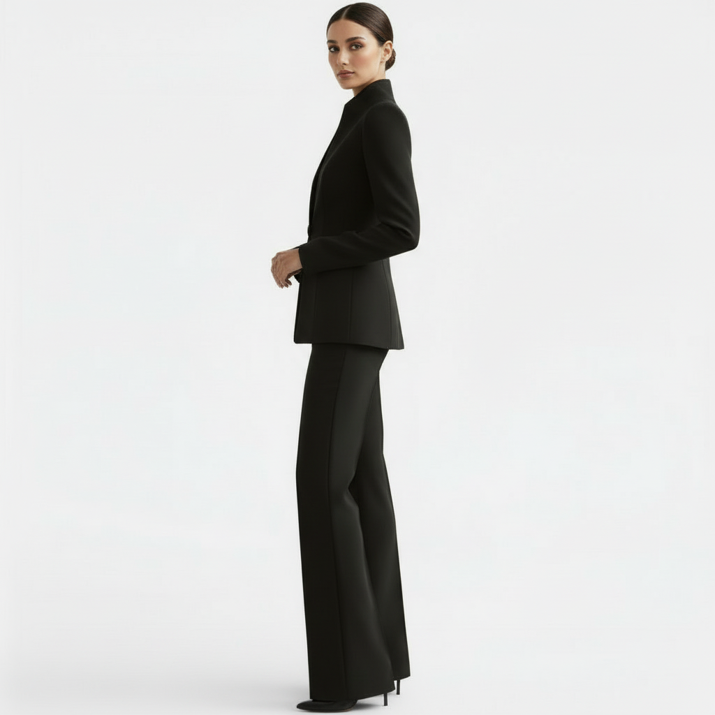 Tailleur Femme Veste et Pantalon Coupe Structurée