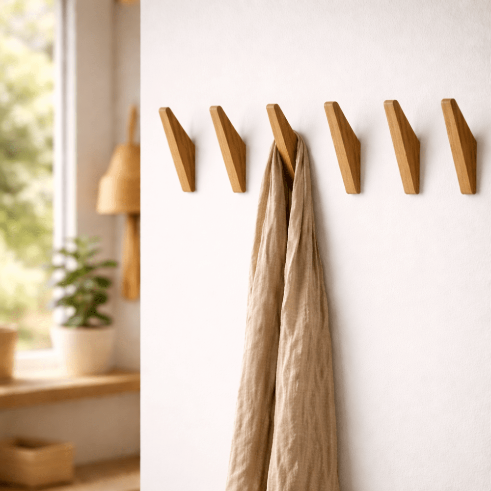 Wooden Wall Hooks – Natural Two-Tone Finish, Minimalist Design for the Entryway or Bedroom