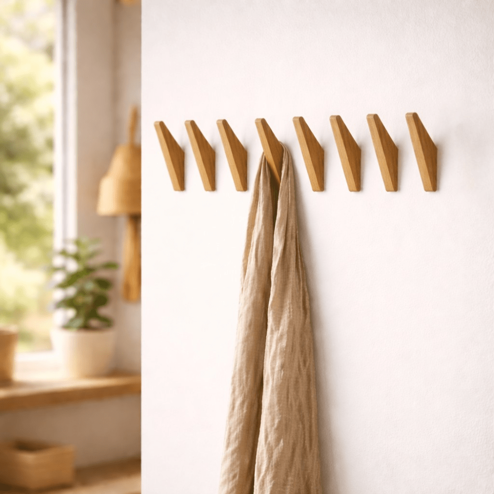 Wooden Wall Hooks – Natural Two-Tone Finish, Minimalist Design for the Entryway or Bedroom