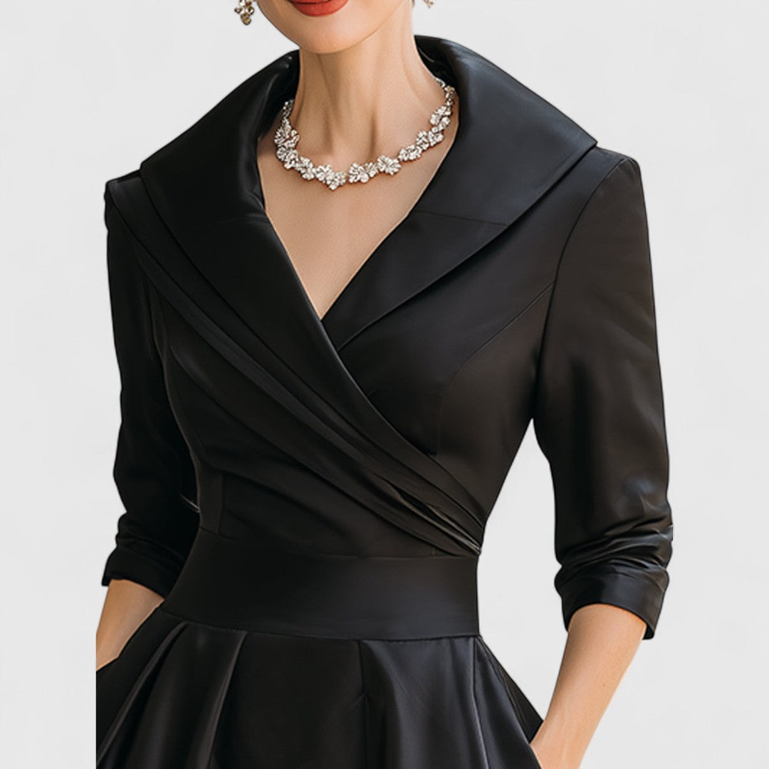 Robe Midi Femme Cache-Cœur Col V Manches 3/4