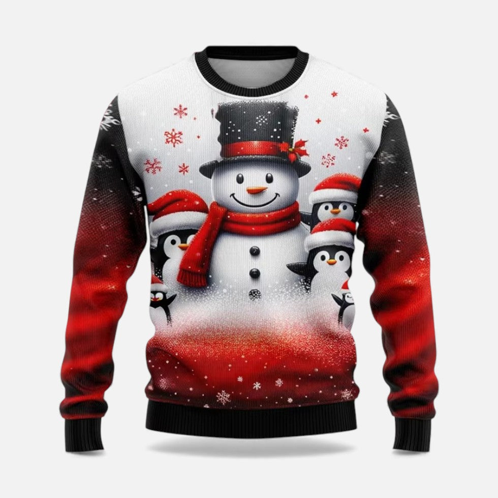 Pull de Noël Homme Imprimé Paysage Hivernal
