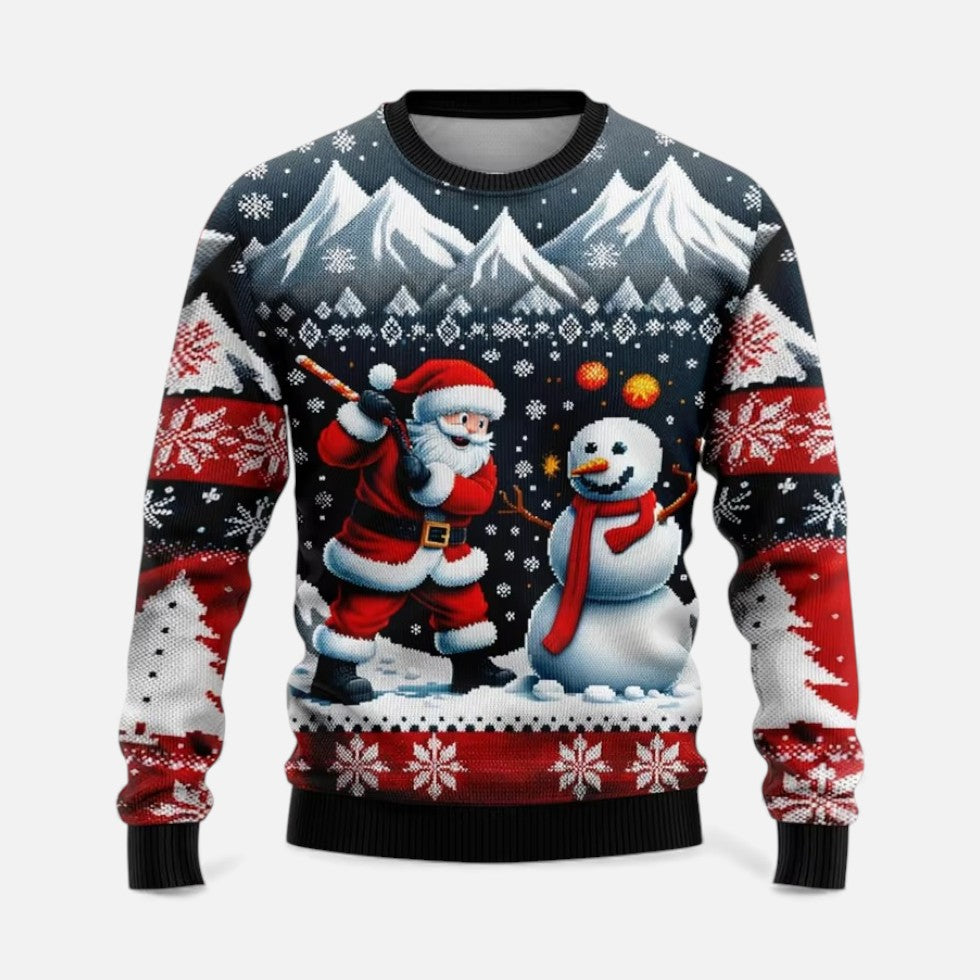 Pull de Noël Homme Imprimé Paysage Hivernal