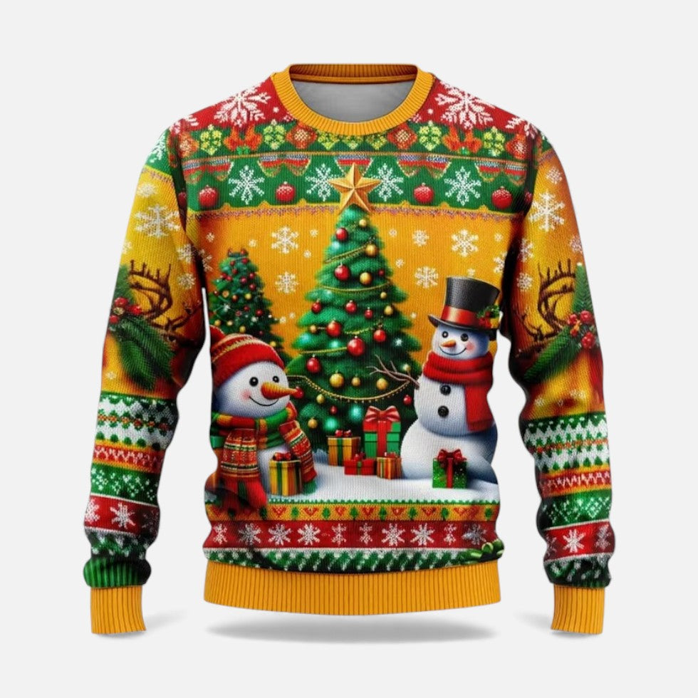 Pull de Noël Homme Imprimé Paysage Hivernal