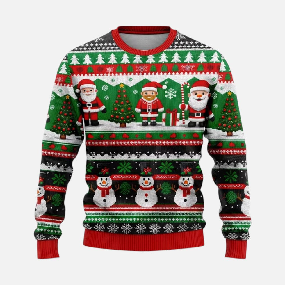 Pull de Noël Homme Imprimé Paysage Hivernal