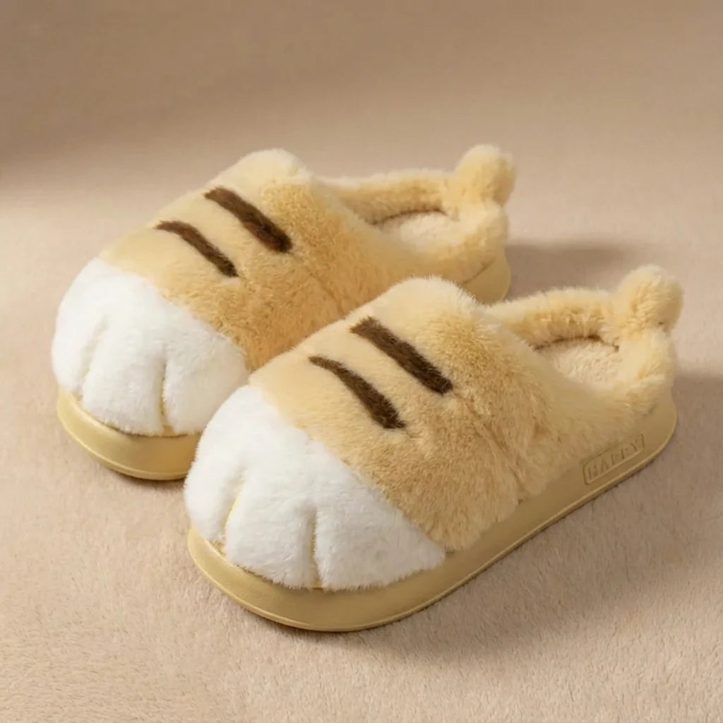 Chaussons Femme Pattes de Chat en Peluche Douce