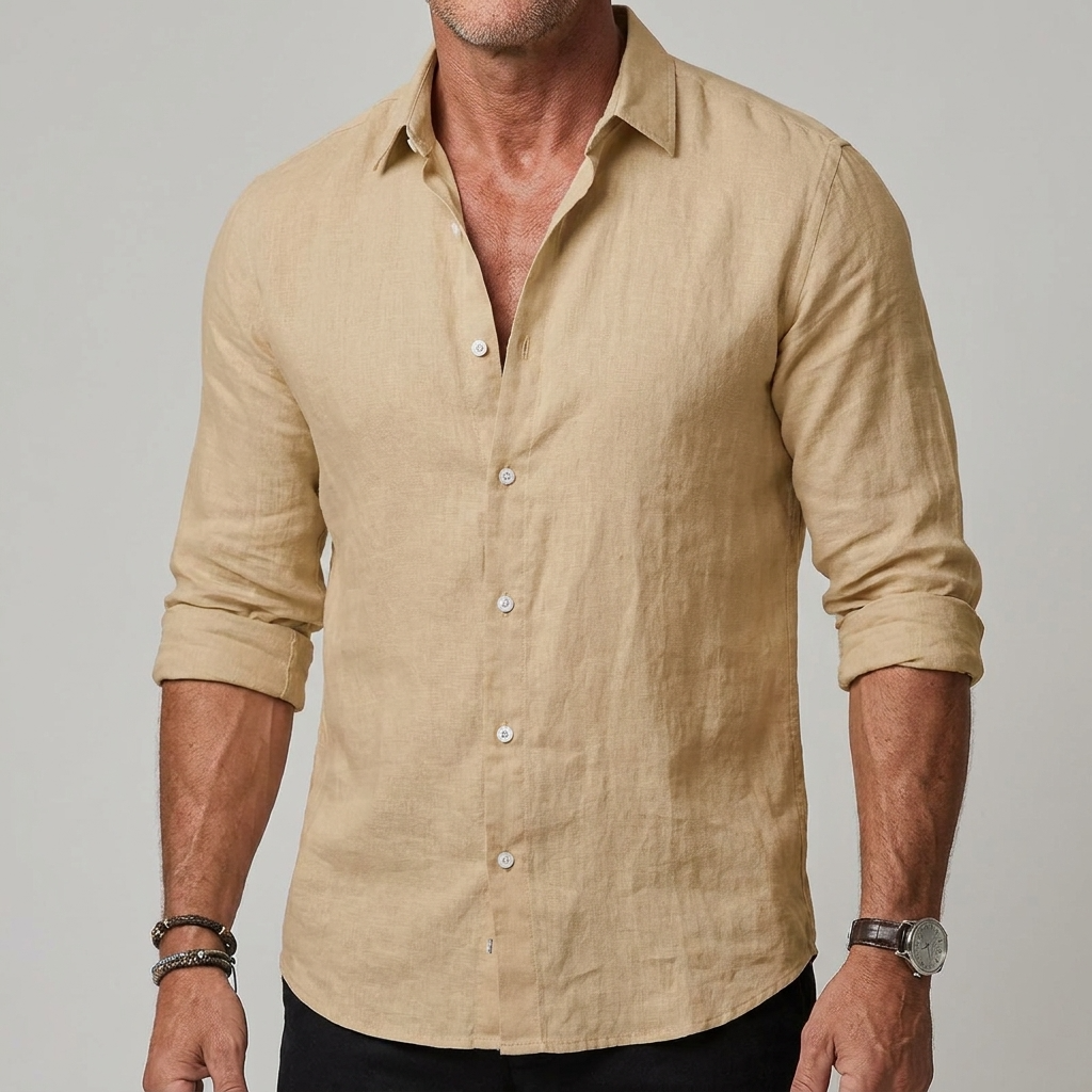 Chemise en Lin Homme - Col Classique Manches Longues