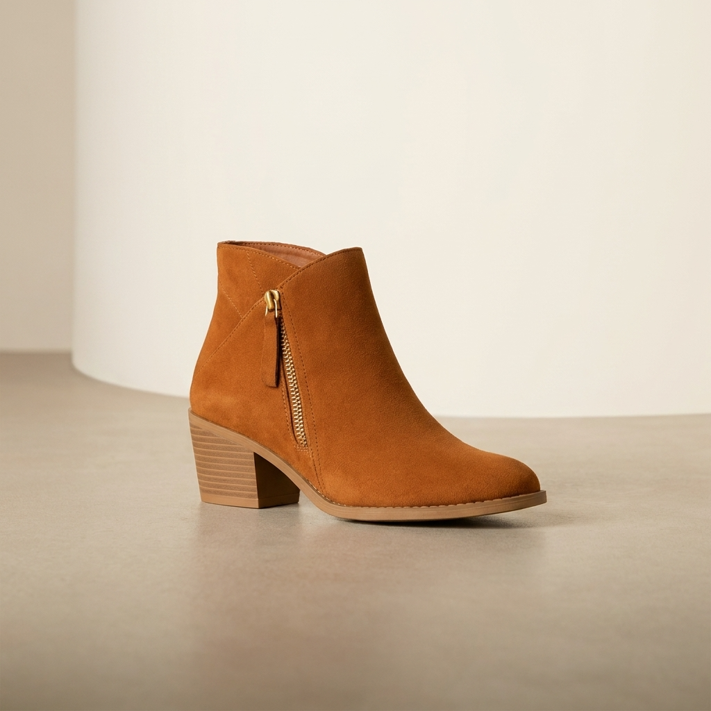 Bottines Orthopédiques Femme à Talon Carré et Zip Latéral